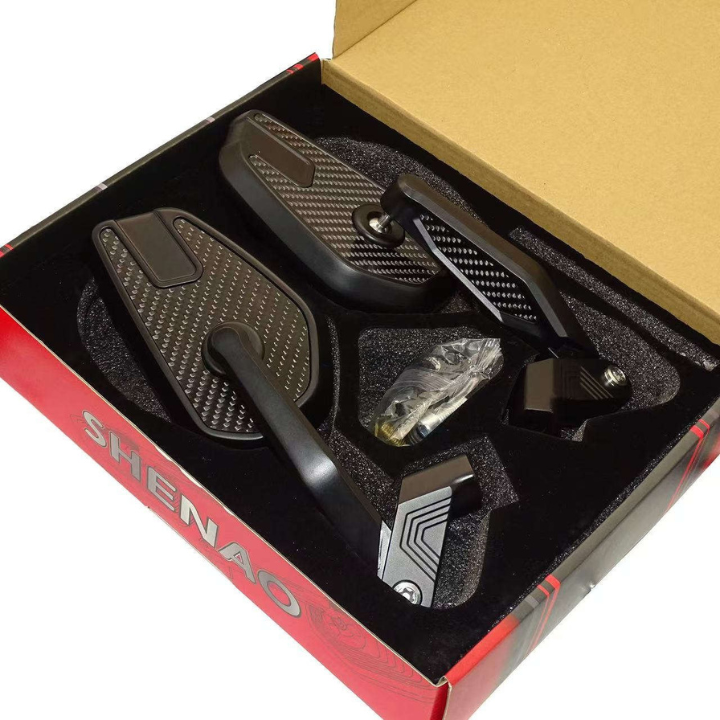 SHENAO New Carbon Fiber Convex Wide-Angle Upper Folding Motorcycle Mirrors for Yamaha NMAX155 NVX155/Aerox155 360 Adjustable