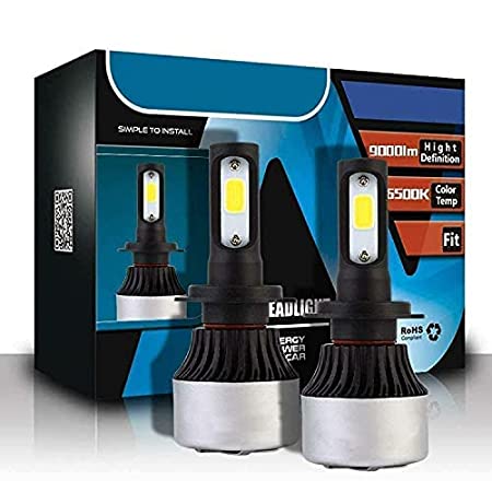 H7 Geniune 9000LM 6500K 72 W LED Automotive Headlight Bulbs Auto Conversion Driving Lamp 2 Led Chip (Cool White)