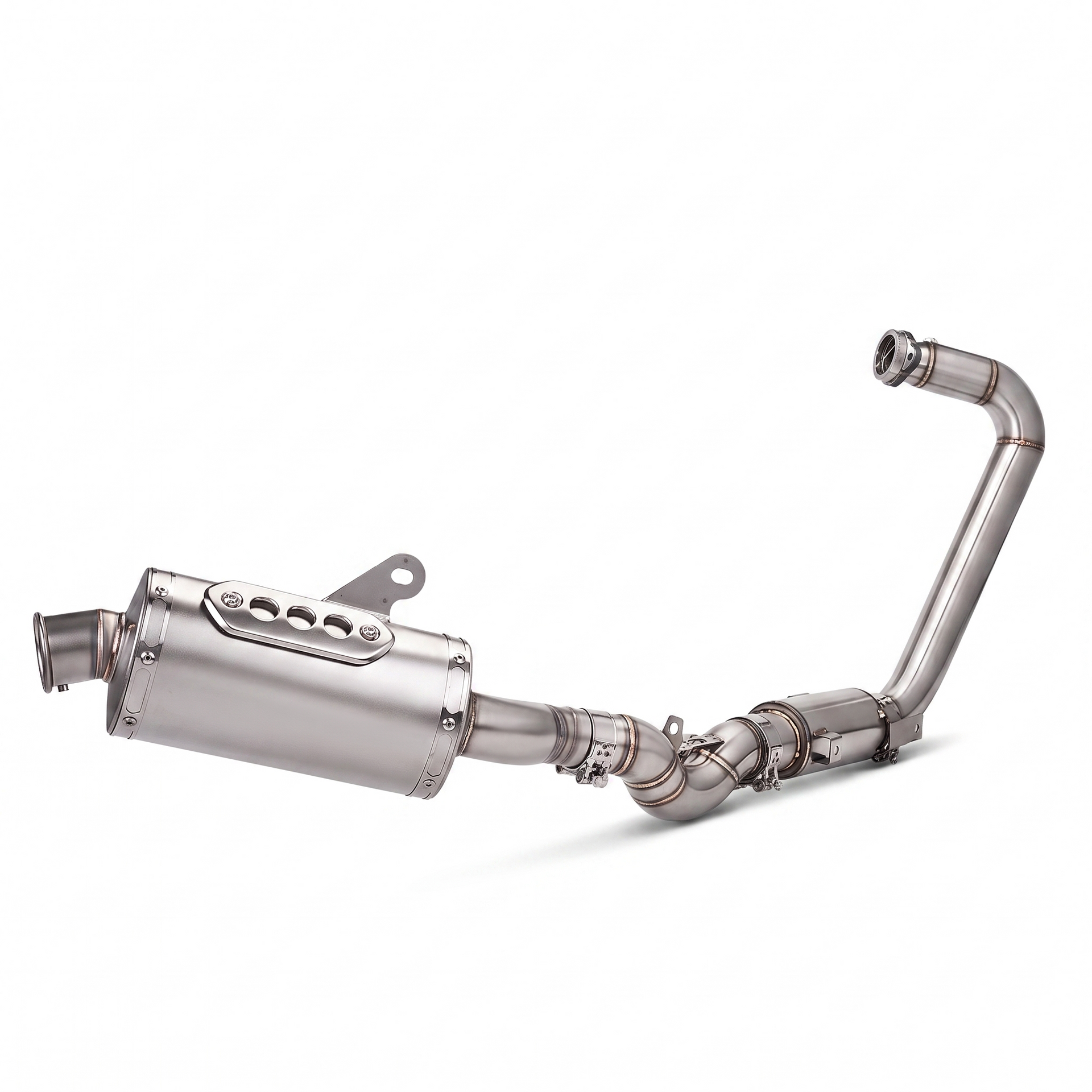 MK Racing Apex-400 Full Exhaust System Combo for Triumph Speed 400 and Scrambler 400X featuring stainless steel header pipes and slip-on muffler.