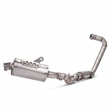 MK Racing Apex-400 Full Exhaust System Combo for Triumph Speed 400 and Scrambler 400X featuring stainless steel header pipes and slip-on muffler.