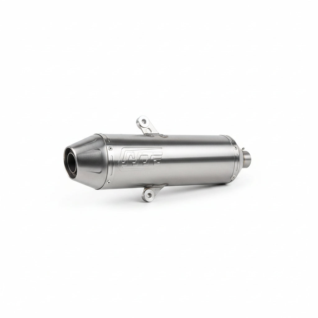 Metallic exhaust pipe on a white background