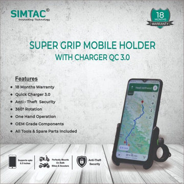 SIMTAC Super Grip Mobile Holder with charger