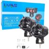 LIU HJG Y type Waterproof LED Fog Lights – Universal Fit for Motorcycles, Bikes, and Cars, 12-80V, 60W Power, White + Yellow+ Red Devil (Set of 2) WITH WIRING HARNESS