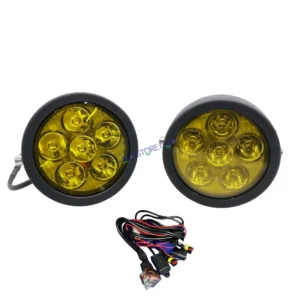 HJG 6 LED 120W Round CREE Foglight Foglamp with Yellow Cover 120W 6 LED HJG 120W 5 LED Car Accessories Led Headlights Lights Led Fog Lights Set of 2 with Wiring Harness Kit HJG 6 LED Round 120W