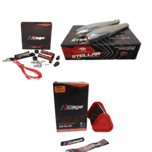 CONTINENTAL GT 650 RED ROOSTER EXHAUST +N-GAGE AIR FILTER + N-GAGE PARK PLUG KIT COMBO